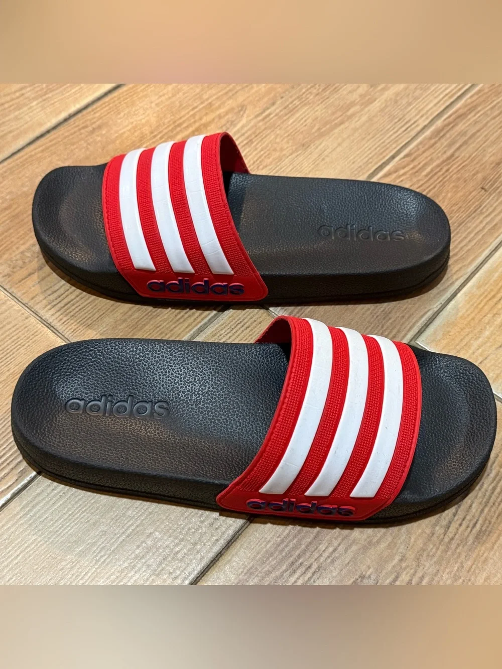 adidas Red and White Slides